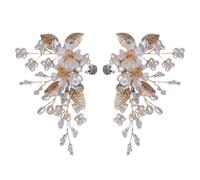 PartyKindom Boucles de Chaussures Amovibles pour Mariage Clips de Chaussures en Alliage de Zinc Doré Fleurs et Perles Paire de Décorations Élégantes pour Accessoires pour Fête et Cérémonie