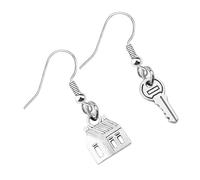 PartyKindom Boucles D'oreilles Décoratives Et Élégantes En Alliage Sûr, Pendentifs Maison Et Clé, Femmes, Présent Déménagement Nouvel Arrivant, Léger Et Confortable à Porter