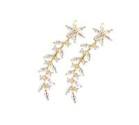 PartyKindom Boucles Doreilles Grimpeuses Fleurs Doré Légères et Confortables pour Femmes Style Minimaliste Élégant