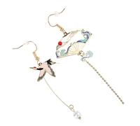 PartyKindom Boucles Oreilles Éventail Asymétriques avec Chinoise Élégantes et Symboliques pour Offrir à et