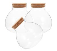 PartyKindom Bouteilles en Verre Sphériques Terrarium pour Mousse et Micro-Paysage Lot de 3 avec Bouchon en Liège sans Bavures Décoration Élégante pour Maison