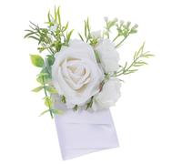 PartyKindom Boutonnière Blanche Pour Homme : Boutonnière De Fleur De Rose Pour Marié Pour Cérémonie De Mariage, Anniversaire, Dîner, Bal De Fin D'année, Mariage D'été