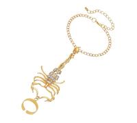 PartyKindom Bracelet Bague Scorpion Punk à Chaîne Dorée, Bijou 3d en Métal, Ajustable Femme pour Fête et Halloween, Style Original, Taille Unique