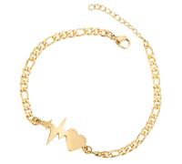 PartyKindom Bracelet Femme Coeur Design Battement de Coeur Doré pour Filles et Femmes Cadeau Anniversaire et Fête des Mères