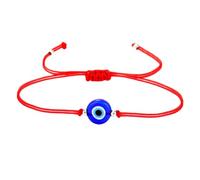 PartyKindom Bracelet Œil Rouge Ajustable Unisexe Tressé Double Fil avec Perles Dorées Accessoire Mode Anti-malchance pour Femme et Homme Cadeau Saint-valentin et Fête des Mères