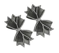 PartyKindom Breloques pour Chaussures Femme Nœud Strass Amovible Noir Tissu Maille Décoration Mariage Élégante 2 Pièces Accessoire DIY Raffiné