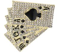 PartyKindom Broche Costume Dorée Créative Forme de Carte à Jouer Accessoire de Mode Hip Hop Unisexe pour Décoration de Vêtements et Soirée