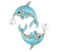 PartyKindom Broche Dauphin en Alliage de Zinc avec Strass et Perles D’imitation, Lot de 2 Pièces, Broches Décoratives pour Pull, Écharpe et Vêtements Féminins, Accessoires Animaux de L’océan,