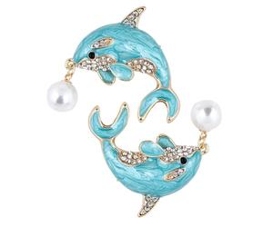 PartyKindom Broche Dauphin en Alliage de Zinc avec Strass et Perles D’imitation, Lot de 2 Pièces, Broches Décoratives pour Pull, Écharpe et Vêtements Féminins, Accessoires Animaux de L’océan,
