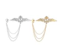 PartyKindom Broche Décorative Étoile Et Ailes D’ange, Alliage Métal Et Cristal, Lot De 2 Pièces, Accessoire Costume Pour Femmes, Style Élégant Et Original