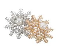 PartyKindom Broche Flocon de Neige en Alliage et Perles pour Femme, Épingles de Revers de Noël, Fixation Sécurisée, Lot de 2 Pièces, Accessoire Élégant pour Fêtes D'hiver