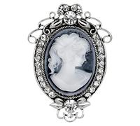 PartyKindom Broche Rétro En Résine Créative, Épingle En Alliage Argenté Ornée De Cristaux, Bijou De Mode Pour Femme, Accessoire De Soirée Élégant, Taille Moyenne