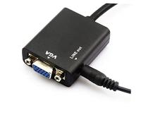 PartyKindom Câble Adaptateur Vers Vga Avec Audio 3,5 Mm Pour Pc Et Projecteur, Convertisseur Vidéo Numérique Vers Analogique, Noir, Prise En Charge Résolution 1920x1080, Compatible Ordinateur Et Tv