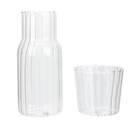 PartyKindom Carafe D'eau de Chevet en Verre Borosilicaté 400 Ml avec Tasse Assortie, Pichet D'eau Transparent Multifonction pour Jus, Citronnade et Boisson Fraîche la Maison