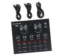 PartyKindom Carte Son de Diffusion Audio Double Microphone pour Streaming en Direct, Modulable pour PC et Smartphone, Usage Podcast et Chant, Compatible Multi-Plateformes, Couleur Noire