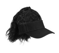 PartyKindom Casquette Femme Queue de Cheval Haute Bouclée Synthétique avec Visor Ajustable Perruque Chapeau Baseball Élégant pour Quotidien et Fêtes Cheveux Ondulés Noir