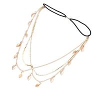 PartyKindom Chaîne De Tête Bijoux De Chaîne à Tête De Feuille, Taille Unique, Bandeau En Alliage Doré Strass, Pour Femmes, Look Mariage Et Fête, Coiffure Pampilles