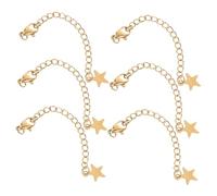 PartyKindom Chaînes D'extension En Acier Inoxydable Électroplaqué 5 Cm Lot De 6 Avec Fermoirs Mousqueton Accessoires Pour Création De Bijoux Ajustables Pour Bracelets Et Colliers Couleur Dorée Étoiles