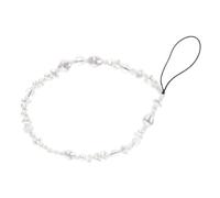PartyKindom Chaînette Anti-perte Téléphone Portable DIY Décorative Perles Imitation Blanc Créative Multifonction Légère pour Smartphone Femme Paquet Clé