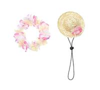 PartyKindom Chapeau Paille pour Animaux avec Guirlande Tropicale Accessoires Respirants pour Chiens et Tenue Plage et