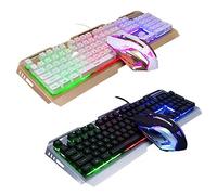 PartyKindom Clavier USB Mécanique Rétroéclairé LED avec Kit Souris Gamer Ergonomique Clavier Gaming et Souris
