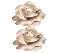 PartyKindom Clips Chaussures Fleur en Satin Doré 12 et 6,5 Cm, Breloques Décoratives pour Femmes, Pinces à Fleurs Détachables Mariage Soirée, Accessoires Élégants pour Escarpins et Ballerines