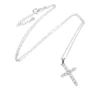 PartyKindom Collier Croix Pendentif Blanc avec Chaîne Torsadée Élégante Dainty pour Femme et Fille de Foi pour Usage Quotidien et Occasions Spéciales