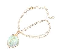 PartyKindom Collier Pendentif Pierre de Cristal Naturel Vert, Chaîne Torsadée Irrégulière, Bijou Femme pour Quotidien et Présent, Léger et Confortable, Taille Unique