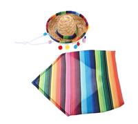 PartyKindom Costume pour Canard à Pelouse Mexicain Ensemble Accessoires Sombrero Et Bandana Vêtements Colorés pour Décoration Extérieure De Fête Adapté à Canards, Palmipèdes Et Petits Chiens