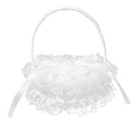 PartyKindom Coussin Forme Cœur en Satin et Dentelle pour Alliances de Mariage Blanc avec Poignée Pratique, Élégant et Simple pour Cérémonie Nuptiale