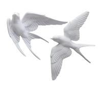PartyKindom Décoration Murale Rustique Oiseaux 3d Modèle D'hirondelle Imité en Résine Blanc 2 Pièces pour Décor la Maison Facile à Nettoyer