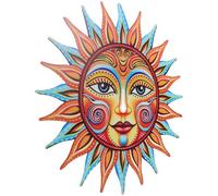 PartyKindom Décoration Murale Soleil Fer Orange pour Jardin Terrasse Salon Ornement Métallique Extérieur Art Mural Simple et Classique pour Maison et Fêtes