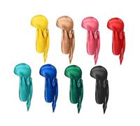 PartyKindom Durag en Satin à Longue Queue Extensible, Chapeau de Pirate Unisexe, Bonnet Cheveux Confortable pour Nuit et Soin Capillaire, Lot de 8 Pièces Multicolores, Couleur Aléatoire