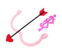 PartyKindom Ensemble Costume Cupidon Saint-Valentin Arc de Cœur Flèches Décoratives et Lunettes à Plumage Taille Unique Couleur Rose Velours Accessoires Cosplay pour Fête et Séance Photo