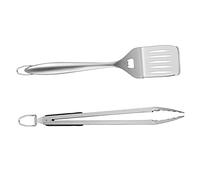 PartyKindom Ensemble D’ustensiles pour Barbecue 2 Pièces en Acier Inoxydable, Pelle et Pince Antidérapantes Ergonomiques, Résistantes la Chaleur, pour Cuisson Extérieure et Maison