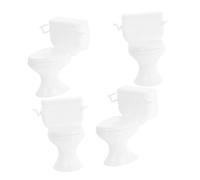 PartyKindom Ensemble De 4 Mini Toilettes Meubles De Salle De Bain Réalistes pour Maison De Poupée Idéal pour La Décoration Dune Maison Miniature