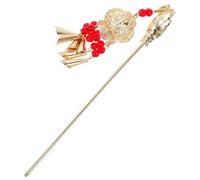 PartyKindom Épingle à Cheveux Lanterne Lumineuse Métallique Pompon Rouge pour Femmes Cheveux Longs Chignon Style Ancien Hanfu Festival Soirée