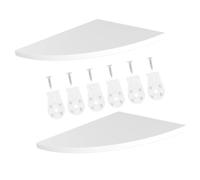 PartyKindom Étagère d'angle Murale 2 Pièces en Bois Blanc, Triangle | Texture Bois , Structure Stable, pour Murs de Salle de Bain et Boîtes Câble