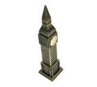 PartyKindom Figurine de Big Ben Vintage en Métal Patiné Bleu-Vert, Modèle Mini Tour D’Horloge, Statue Commémorative de Londres pour Décoration Intérieure et Bureau, Objet Décoratif Unique