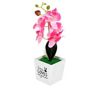 PartyKindom Fleur Artificielle en Pot pour Bureau Fausse Orchidée Tiges D'orchidées Artificielles Marguerites Artificielles Arrangements Artificiels Bonsaï Artificiel Poupée Rouge Plastique