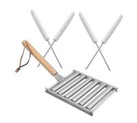 PartyKindom Grill Racks Acier Inoxydable avec Amovible pour Hot Dogs et Saucisses Poignée pour Barbecue Facile à Nettoyer et