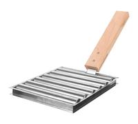 PartyKindom Grille de Barbecue en Acier Inoxydable Rouleau à Saucisses, Manche en Bois Extra-Long, Support Portable pour Barbecue Extérieur, Camping et Jardin