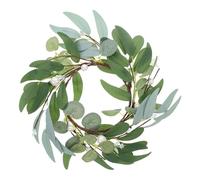 PartyKindom Guirlande De Bougies Artificielles Petite Couronne Anneau De Bougie Pilier Couronne De Chandelier De Fleurs Artificielles Anneau De Mini s Le Fer Green