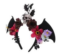 PartyKindom Halloween Headband Bat Wings Skull Floral Hairband Adjustable Spooky Hair Accessory For Day Of The Dead Masquerade Costume