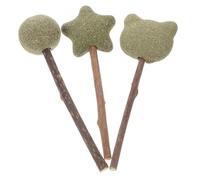 PartyKindom Jouets à Mâcher pour Chat Bâtons d'herbe à Chat Friandises Comestibles en Lot De 3 Pièces Étoiles Balles Et Nettoyage Dentaire Jeux Intérieurs Et