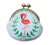 PartyKindom Kit De Broderie pour Rond Doré Serrure pour Débutant Porte-Monnaie Fait Main Mini Portefeuille pour Femme Motif Floral Broderie pour Costume Broderie
