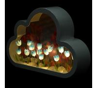 PartyKindom Lampe Tulipe Artisanale Nuage Miroir 20 Pièces Kit DIY Veilleuse Fleur Bleue pour Chambre Ambiance Relaxante Éclairage Doux sans Éblouissement