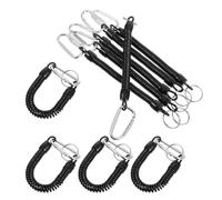 PartyKindom Lanière de Pêche Robuste 10pcs en Plastique Noir avec Fixation Facile, Corde Élastique Multifonctionnelle pour Canne à Pêche, Randonnée et l'escalade Couleur Couleur Aléatoire