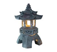 PartyKindom Lanterne solaire en résine de qualité supérieure - Résistante aux intempéries - Pour jardin et terrasse - Lanterne chinoise en pierre avec design zen - Éclairage extérieur décoratif