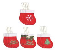 PartyKindom Lot de 16 Bas De Noël Suspendus Décorations De Noël pour Enfants Ornements De Mariage Bas De Noël Petits Bas De Noël en Peluche Bas De Noël pour Enfants Tissu Rouge